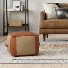 Atkinson Tan Pouf Ottoman – Stylish, Comfy Seating & Footrest