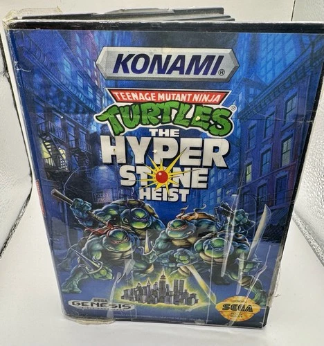 Teenage Mutant Ninja Turtles The Hyper Stone Heist Sega Genesis 1992 Box & Game