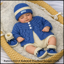 KNITTING PATTERN DOLL, BABY & REBORN E65 ROMPER SET 16-22" DOLL OR 0-3M+ BABY