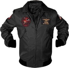 Top Gun Maverick Tom Cruise Flight Bomber Black Jet Pilot Cotton Jacket for Men
