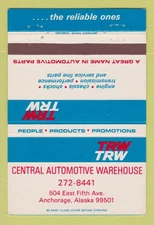 Matchbook Cover - Central Automotive Warehouse Anchorage AK 40 Strike