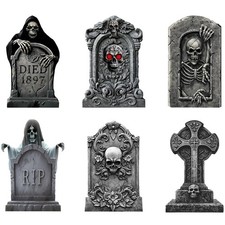 Halloween Tombstone Yard Signs, 6 Pack RIP Graveyard Headstone Outdoor Decor ...