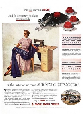 1955 SINGER SEWING MACHINE Genuine Vintage Print Ad 10'' x 14''