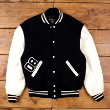 Giacca vintage Holloway Varsity M bomber anni 90 made in USA blu