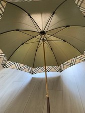 Burberry Nova Check Long Umbrella Khaki Horse Logo Rare Authentic Used