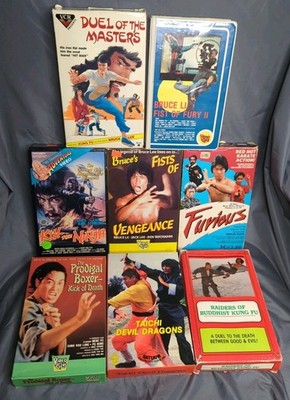 Lot Of 8 Rare Big Box Vintage Kung Fu VHS Tapes Furious Bruce Lee Ninjas Read 