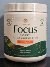 Live Pure Focus + Energy ISLAND SPLASH Vitamin & Herbal Blend - New! Exp 2/2027
