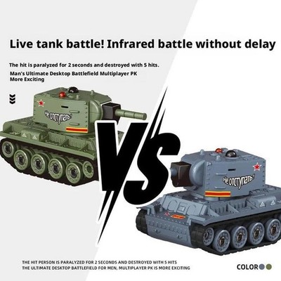 Desktop Mini Remote Control Tank Full Scale Infrared Battle Interactive Tank`';`