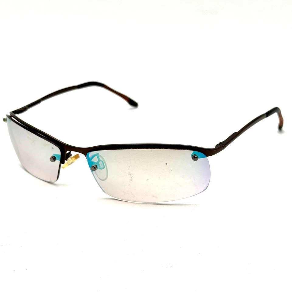 Gafas de sol Timberland Designer ovaladas semi sin montura marco marrón lentes espejadas  Foto 3 de 4