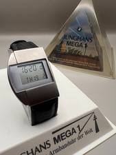 Junghans Mega 1 Funkuhr 1990 Ref. 26/0012006 LCD Titanium Look RARE Pyramid Box