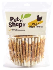 Pet 'n Shape Hide Twists – Chicken Wrapped Rawhide Dog Treats - Small Twist -...