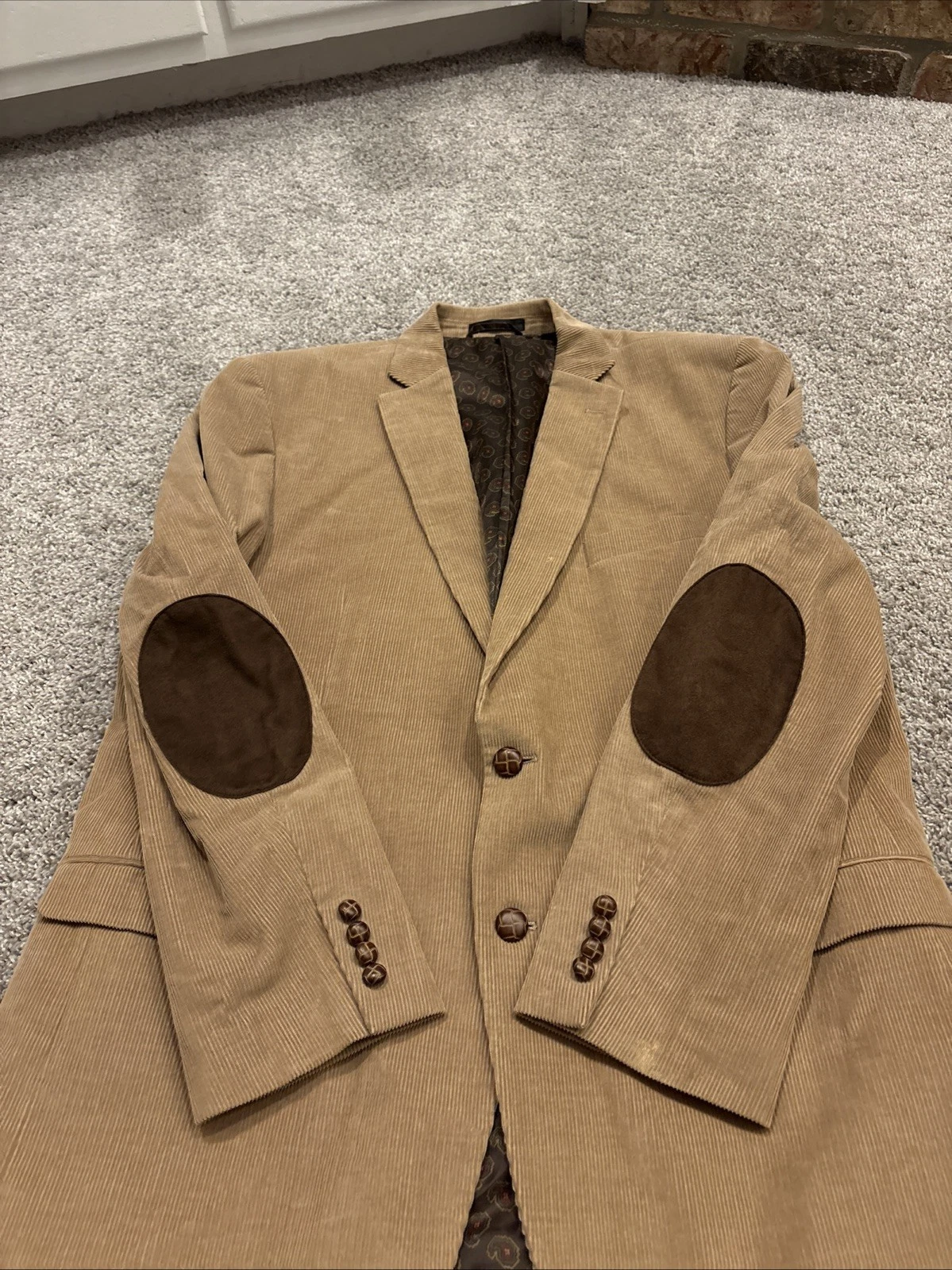 Ralph Lauren Blazer Mens 46L Beige Corduroy Lined Sport Coat Jacket CHAPS Career