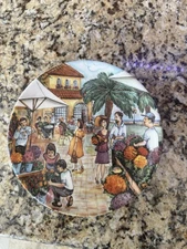 Effete D'Arte Ceramic MARKET SCENES Salad Plate by Brunelli, Italy, 8” ~ MINT