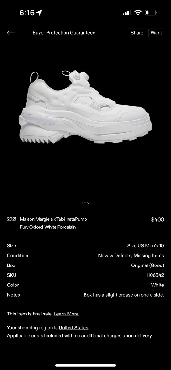 Reebok Maison Margiela x Tabi InstaPump Fury Oxford White