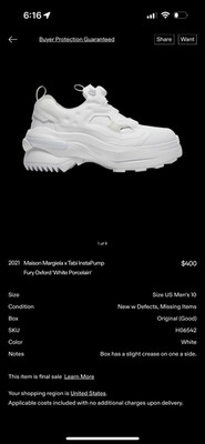 maison margiela x reebok tabi insta pump fury oxford white porcelain 