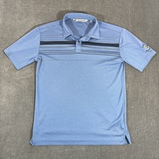Travis Mathew Mens Large Blue Striped Golf Polo Shirt Casual Short Sleeve