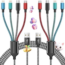 Multi Charging Cable,4 in 1 Charging Cables for 1-Black dual ip+type c+micro