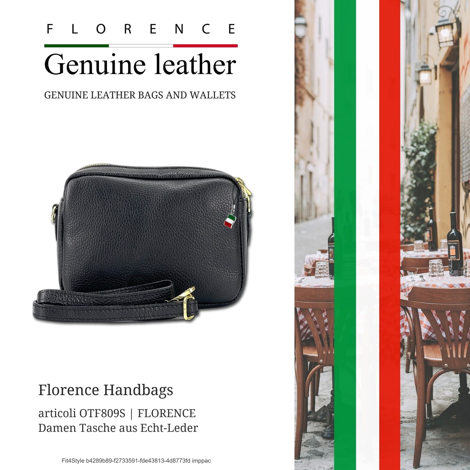Borsa A Spalla Donna Florence In Vera Pelle Nera OTF809S foto 6