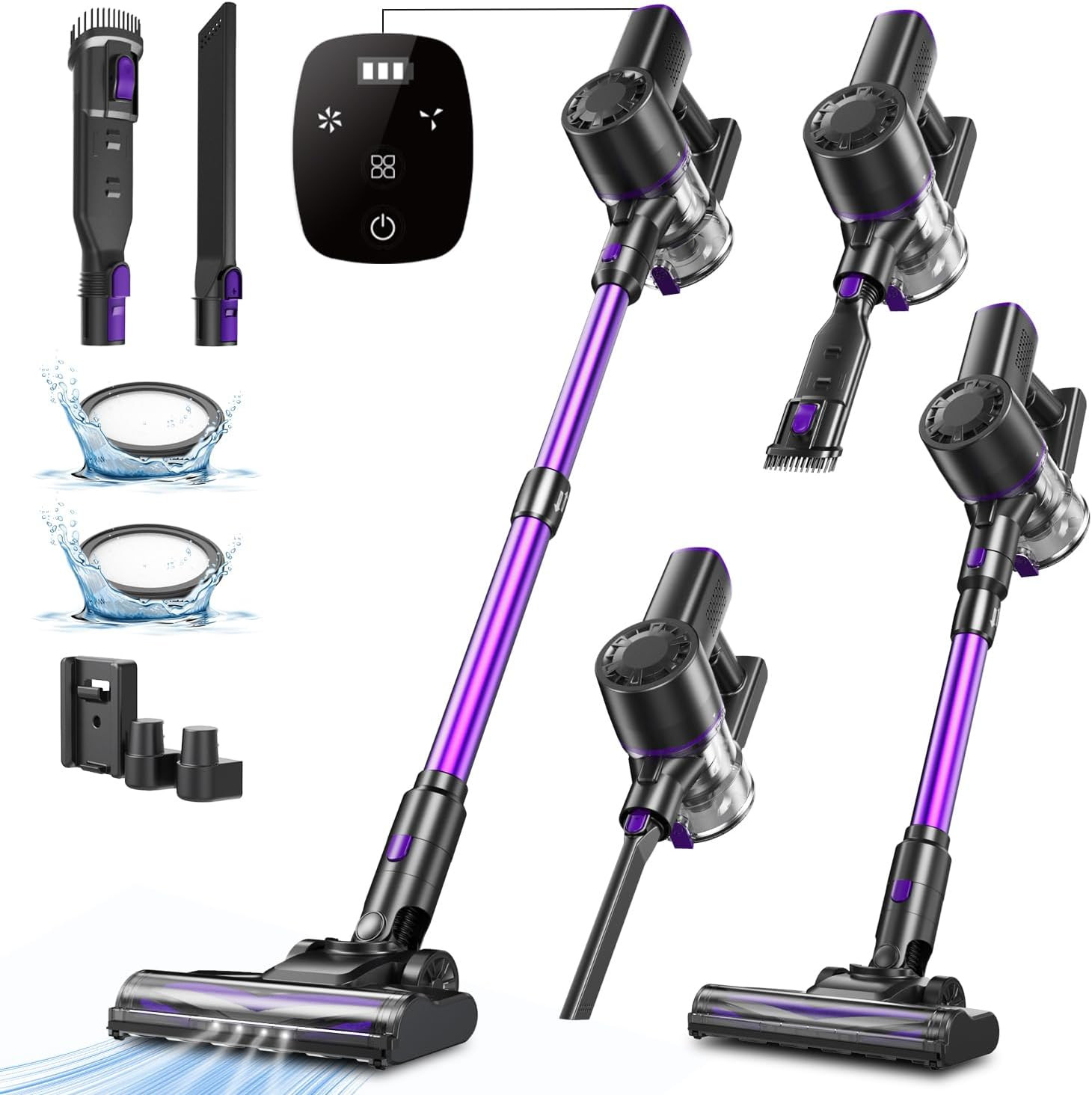 Aspirapolvere Senza Fili 450W/40Kpa/50 Mins,6 in 1 Potente Aspirapolvere Portati