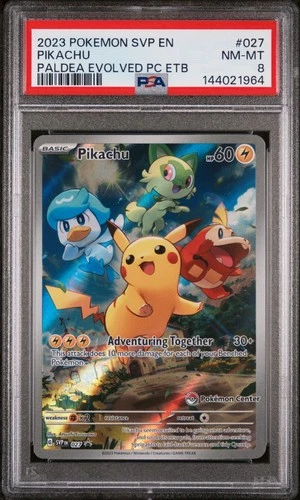 PSA 8 2023 Pokemon Pikachu Paldea Evolved Pokemon Center ETB Promo SVP EN 027
