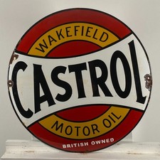 Castrol Enamel Sign - 50cm 19.7 - Retro Gas Motor Oil Collector Unique Sign