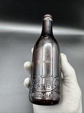 Vintage AMBER STRAIGHT SIDE Double Dot PEPSI COLA BIRMINGHAM ALABAMA BOTTLE