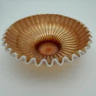 Vintage Dugan Ruffle Footed Marigold Opalescent Bowl