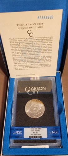 1882 CC GSA Morgan Dollar $1 MS63 NGC W/ Box & COA - Nice Toning SKU#607