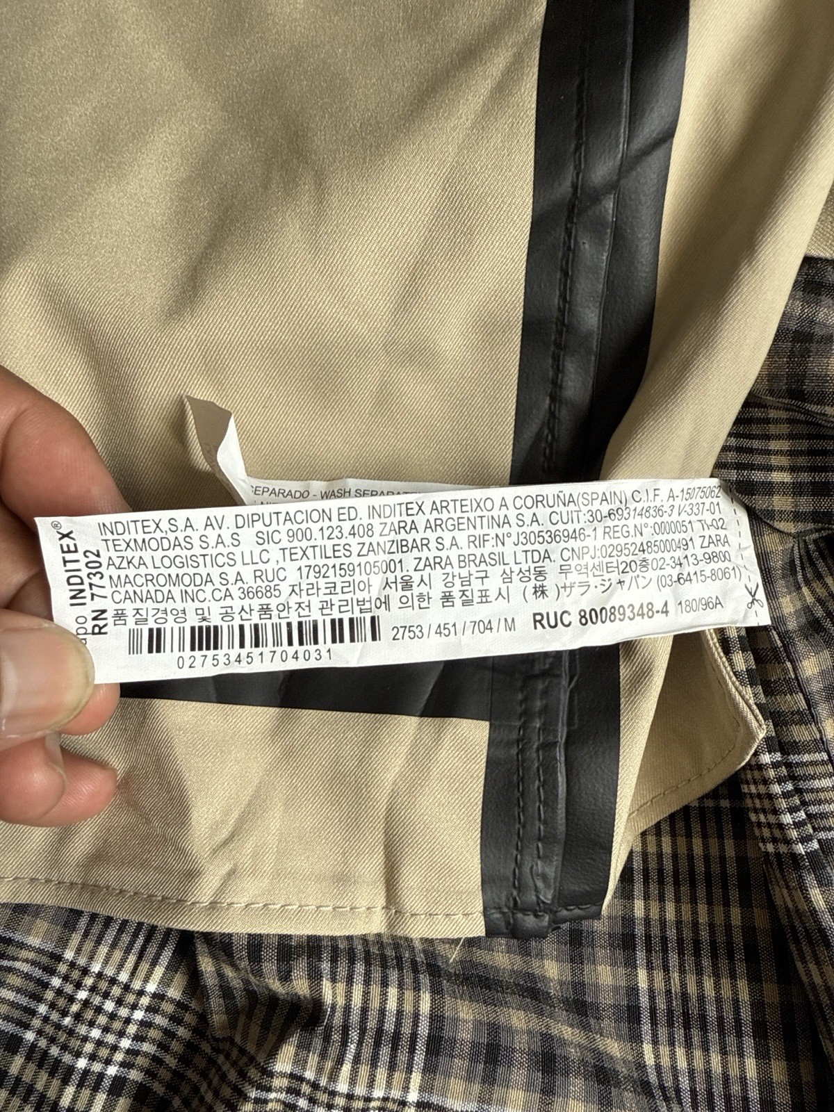 Zara Checked Patchwork Utility Jacket – Beige/Bla… - image 8