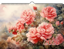 Calendario de pared 2026 ~ Rose Manor: elegantes casas históricas rodeadas de exuberantes