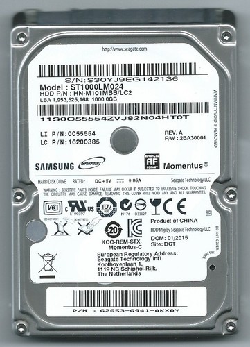 SEAGATE MOMENTUS 1.0TB Internal SATA Hard Drive. ST1000LM024. | eBay