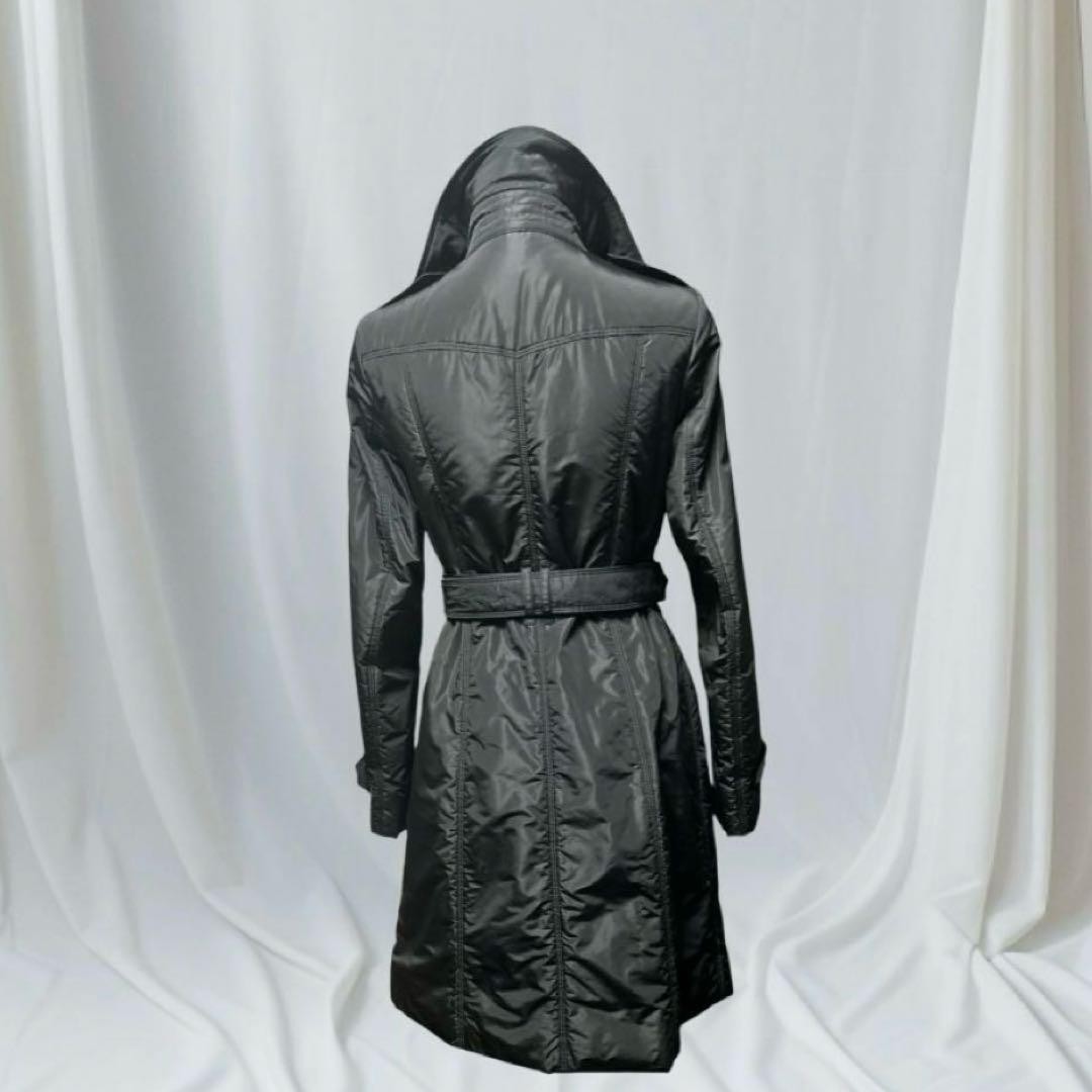 Burberry London Padded Trench Coat Black Polyester With Belt Size 40 For Women thumbnail 6
