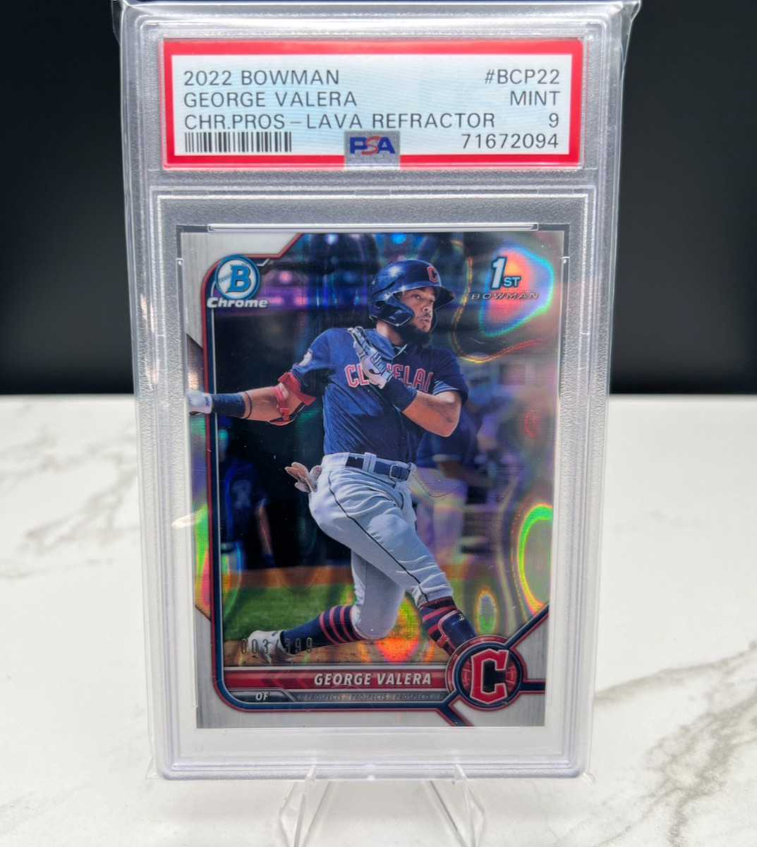 2022 Bowman Chrome #BCP-22 - George Valera - Lava Refractor - 003/399 - PSA 9
