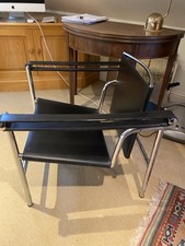 LC1 Basculant Style Chair – Chrome & Black Leather – Bauhaus Design Classic