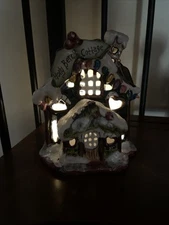 Blue Sky Clayworks Holly Berry Christmas Cottage Candle House 2009 Tealight