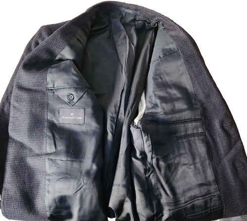 Ermenegildo Zegna Men's 44R Three Button Cashmere Camel Hair Blue Black Blazer - Picture 6 of 17