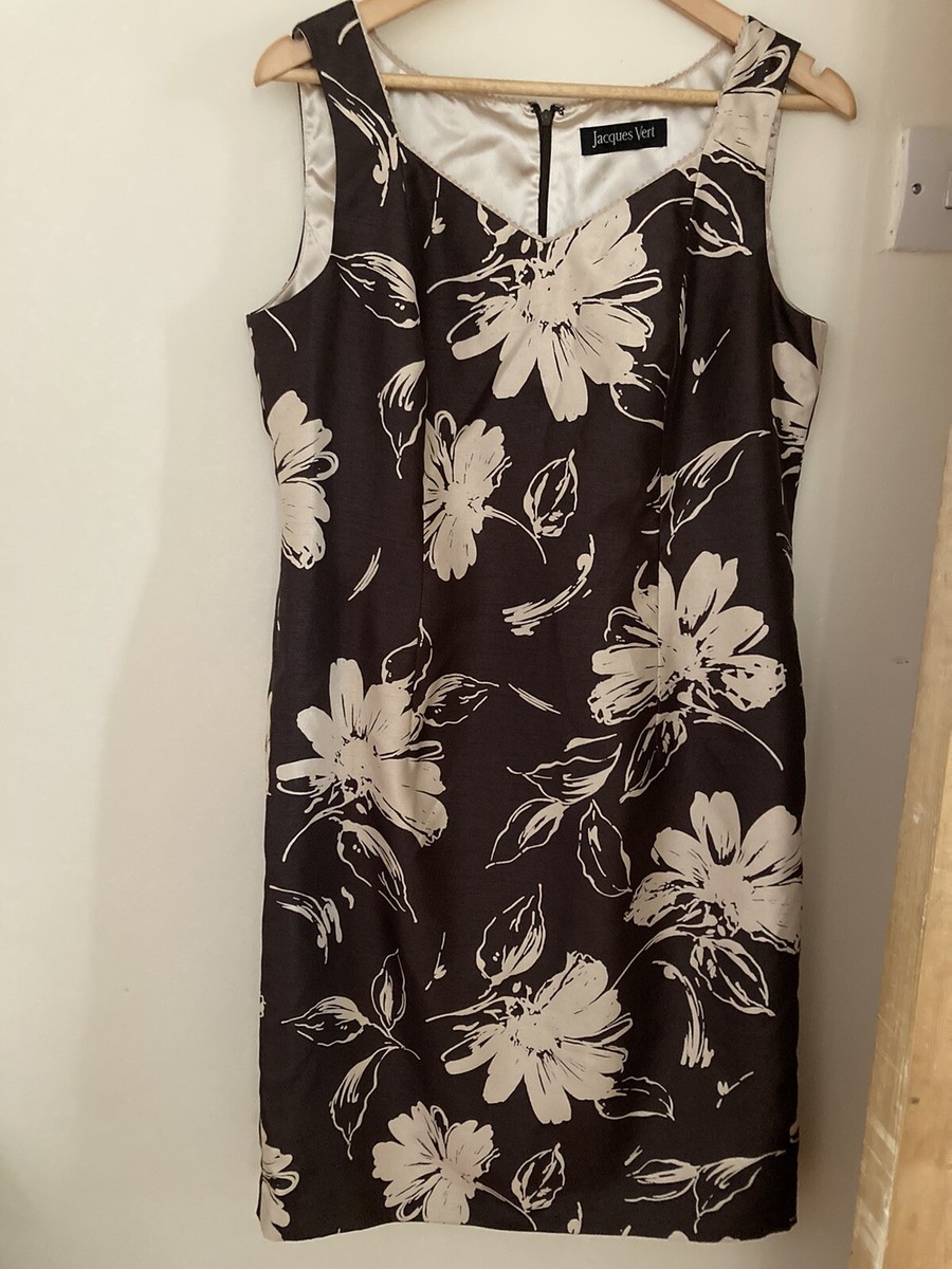 Beautiful Mother Of the Bride Jacques Vert Brown floral Dress Size