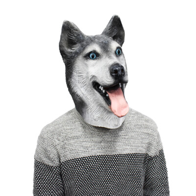 Halloween Hen Stag Props Theatre Model MASCARELLLO Latex Wolf Siberiano Husky Head Mask