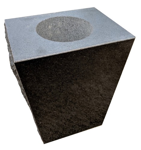 Granite Cemetery Vase P2 Jet Black (8x6x10) Funeral Memorial with Etched Photo - Picture 8 of 8