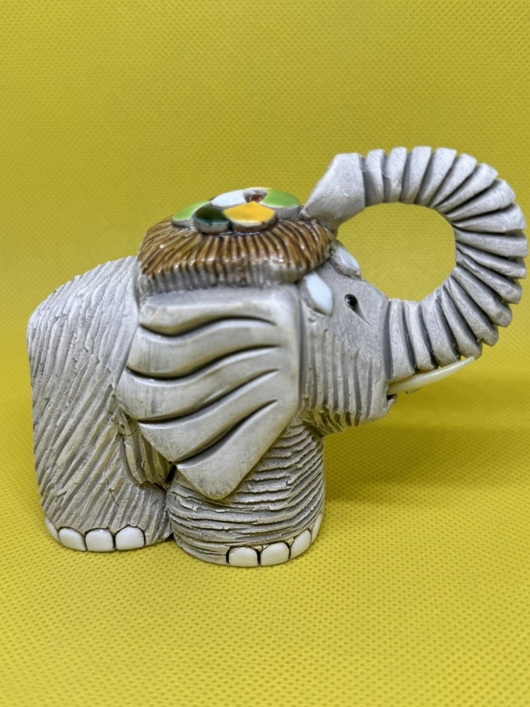 Vintage Rinconada Elephant Figurine Trunk Up Uruguay