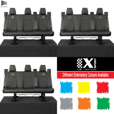 Ford Transit Custom Leatherette Rear Seat Covers X Sport Embroidery 2013-2023