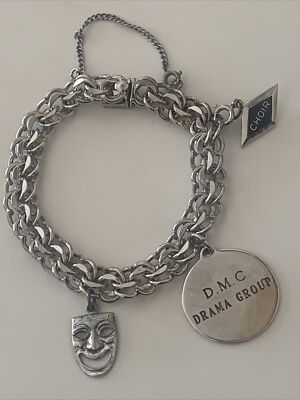 Vintage Sterling Silver Charm Bracelet Choir Drama Acting Singing Charms READ