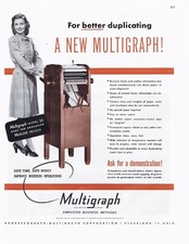 1945 MULTIGRAPH DUPLICATING MACHINE Ad - Multilith, Mimeograph, Cleveland Ohio
