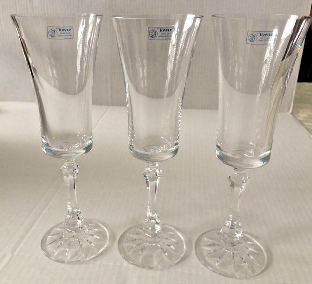 Vintage Towle Full Lead Crystal Windham Fluted Champagne Glasses Set of