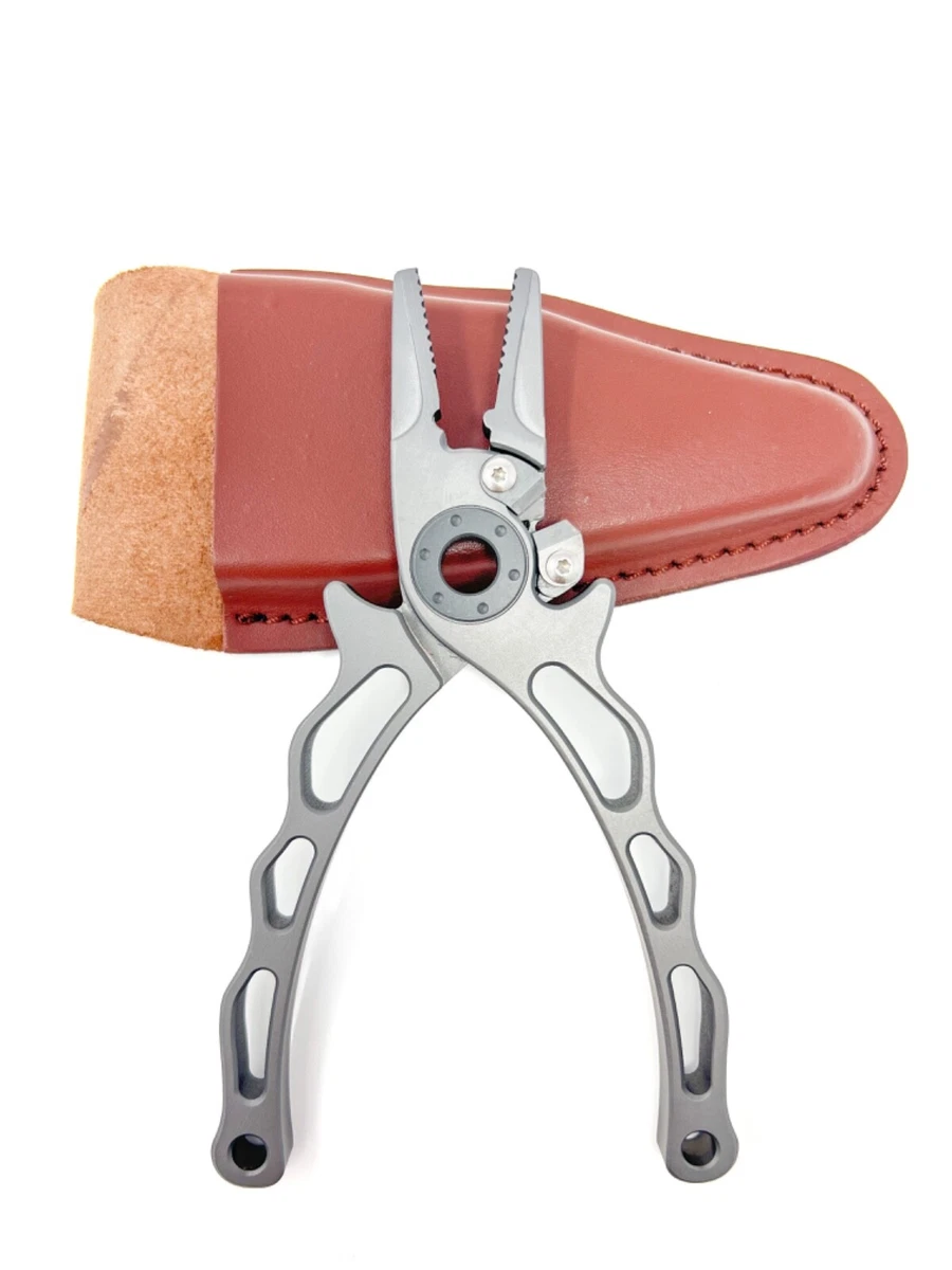 Titanium Fishing Pliers With Leather Sheath Braid Side Cutter Gift Box