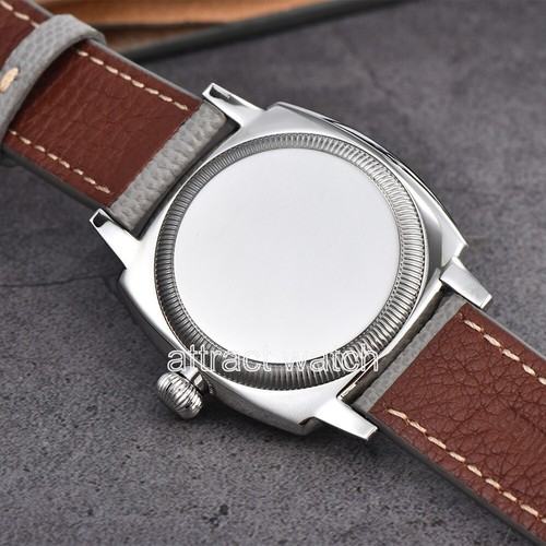 Reloj mecánico para hombre 38 mm plateado sólido acero inoxidable 5 ATM resistencia al agua - Imagen 13 de 28