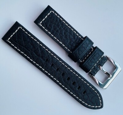 22mm Black Leather Strap Band Fits Panerai Watches Handmade UK
