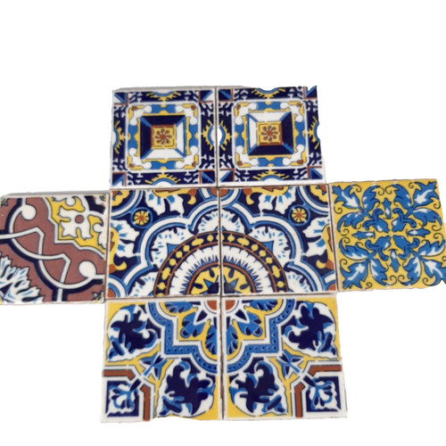 Vintage Glazed Ceramic Mexican Wall Tile 4X4 Used Lot of 8