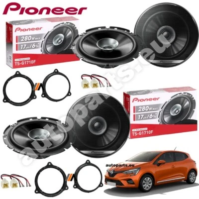 Set 4 Haut Parleur Pioneer avant et Arrière pour Renault Clio V Double Cône - Photo 1/4