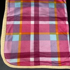 Kenneth Brown Purple Pink Plaid Baby Blanket Yellow Trim Chamois Lovey Security